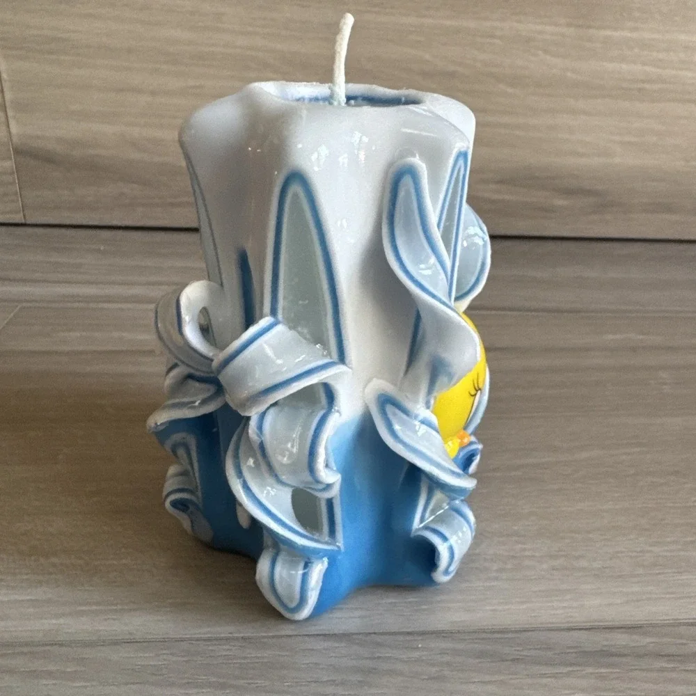 Vintage Looney Tunes Tweety Bird Ribbon Candle Blue Unused 4.5